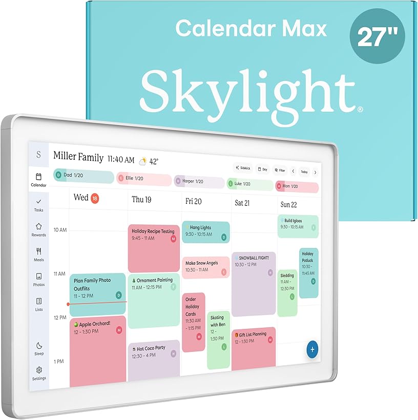 Skylight Calendar Max Interactive Touchscreen Aluminum Metal Shadowbox