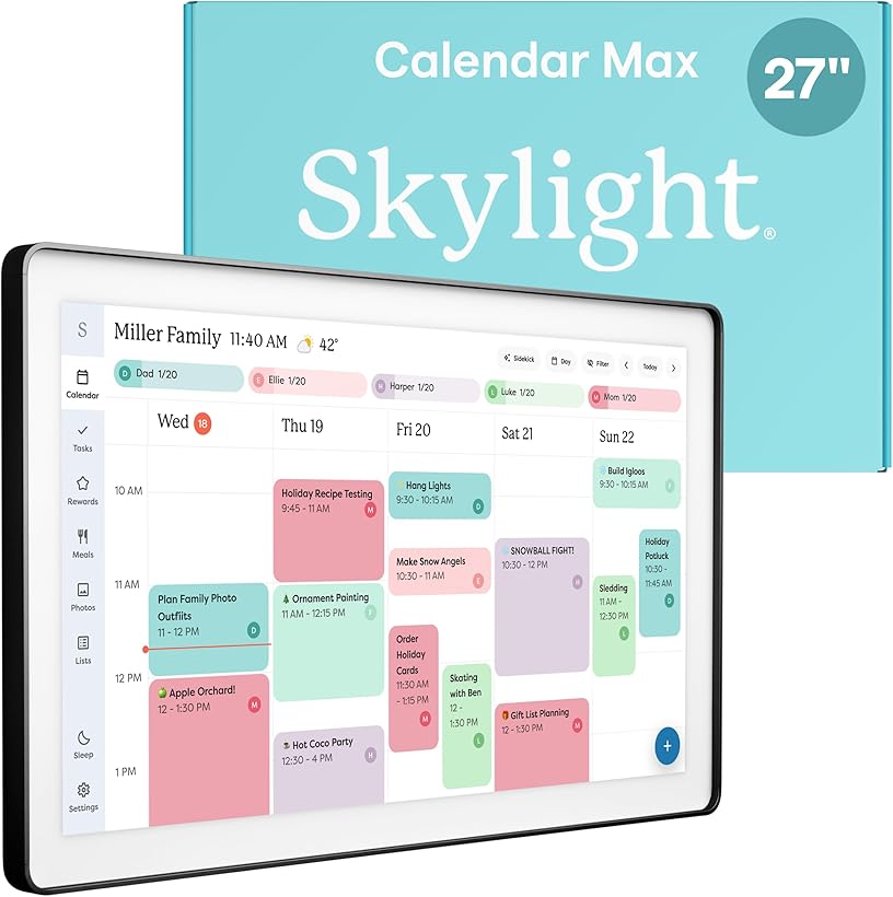 Skylight Calendar Max Interactive Touchscreen Charcoal Shadowbox Frame
